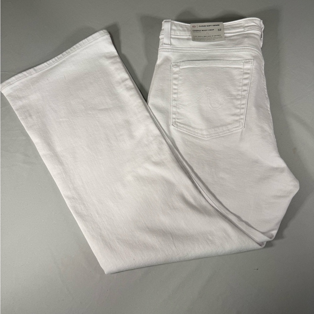 AG Adriano Goldschmied‎ Farrah Boot Crop Jeans White Size 32 NWT